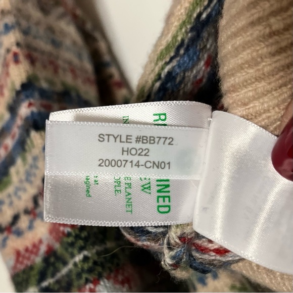 JCrew Fair Isle Sweater Mens SZ Large Lambswool Blend Crewneck Neutral Holidays - Picture 8 of 10